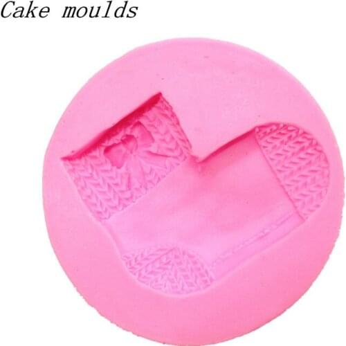 Silicone mold K119 Wool socks shape baking mold Fondant cake mold chocolate mold Decoration tools