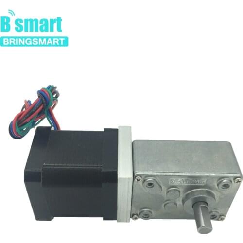Bringsmart 12V DC Stepping Geared Motors 24Volt DC Worm Stepper Gear Motor Reduction Motor Self-locking Mini Gearbox A58SW-42BY