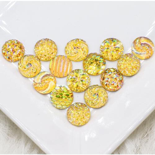 New 40pcs 12mm Golden mixed style flatback resin Diamond diy Decoration rhinestones for needlework crafts