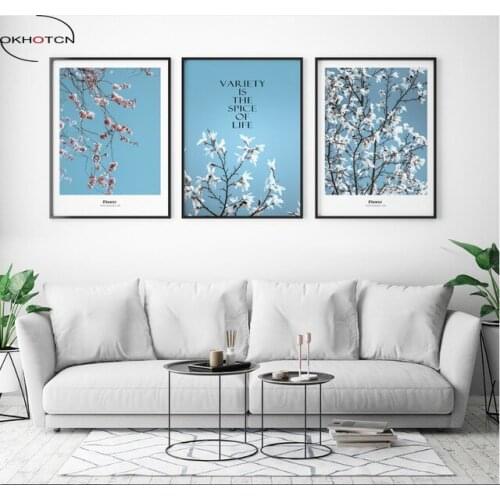 Fresh Literary Flowers 3 Pieces Decorative Painting Modular Picture Wall Art Canvas Painting for Living Room No Framed
