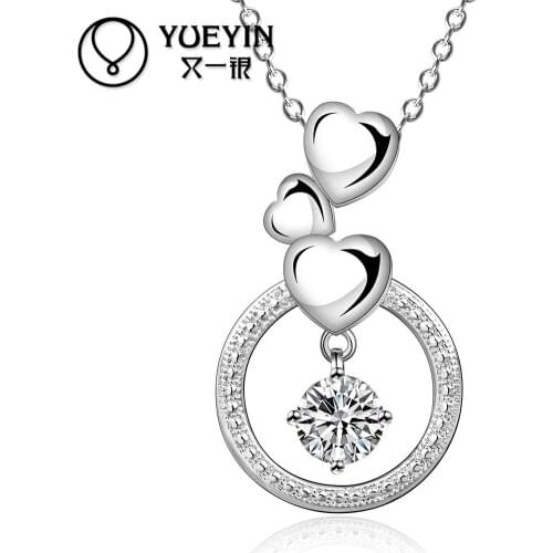 Silver plated pendant Necklaces for women Wedding jewelry big stone Hot Sale Crystal