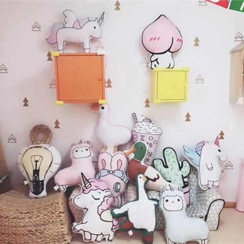 1pc Cute unicorn&Alpaca&rabbit&Ice cream Plush rainbow Pillow Soft Stuffed Cartoon Toy Sofa Cushion Children Bedroom Decoration
