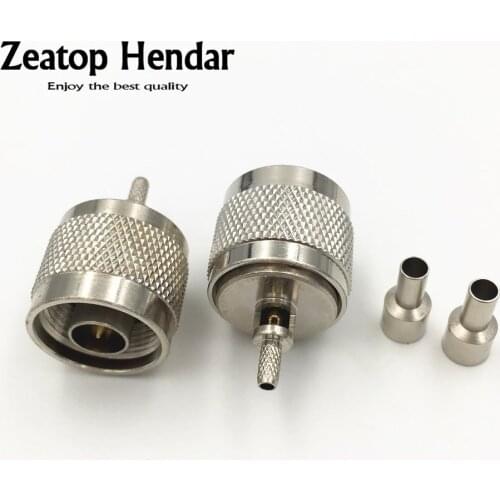 10Pcs Brass N Type Male Jack Solder Plug Straight Crimp for RG316 RG174 LMR100 Coaxial Coax Pigtail Cable RF Antenna Connector