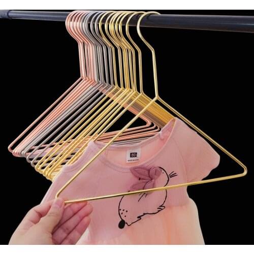10 PCS Golden childrens clothes hanger clothing store triangle childrens metal clothes hanging long hook clothes
