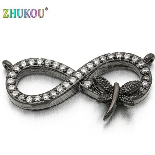 13*26mm Brass Cubic Zirconia Lucky Eight Charms Pendants DIY Jewelry Findings Accessories, Hole: 0.5mm, Model: VD143