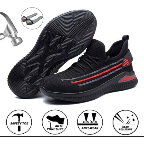 2020 New Breathable Mesh Safety Shoes Men Light Sneaker Indestructible Steel Toe Soft Anti-piercing Work Boots Plus size 38-46