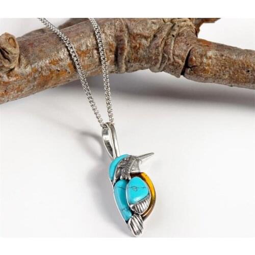 2021 Fashion Casual Personality Crystal Bird Necklaces Blue Hummingbird Pendant Female Choker Necklaces for Women Party Jewelry