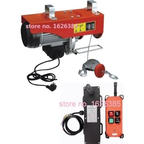 500-1000KG 25M, 220V, 50Hz,1-phase Wireless remote mini electric wire rope hoist, PA mini hoist, crane equipment, lifting tool