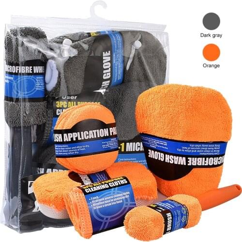 9PCS/Set Car Wash Cleaning Kit Auto Wash Mitt Microfiber Sponge Glove Towel Wheel Brush Pad Car Detailing Washing Tools