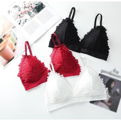 Triangle Cup Bralette Deep V Lace Bras For Women Wireless Push Up Bra Thin Soft Underwear бюстгалтер женский
