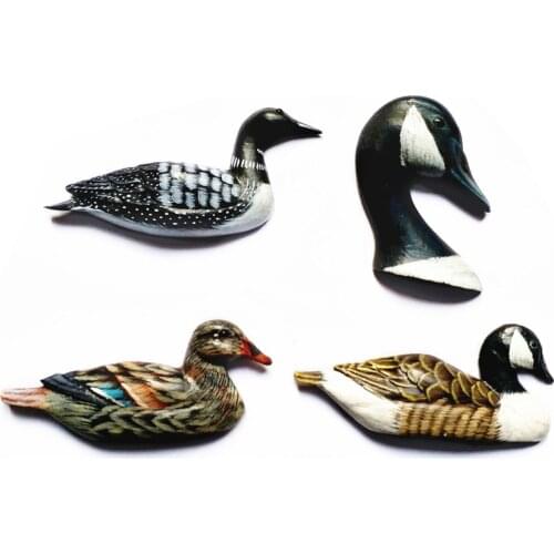 Hand painting wooden 3D Duck Fridge Magnets Handicraft Magnetic Refrigerator Collection Kids Education Decoration Articles