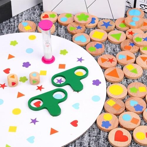 Wooden Toys Brain Shape Matching Toys Logic Training Game Toys Parent-Child Interactive Toys Kid Gifts