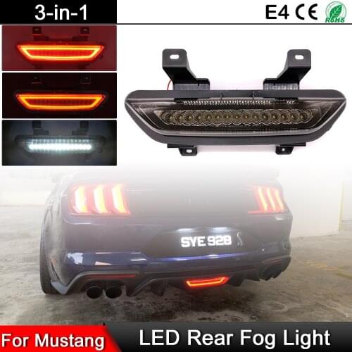 For Ford Mustang 2015 2016 2017 2018 Multi Function Smoked Lens LED Rear Fog Lamp With Rear Brake Lights And Revering Light