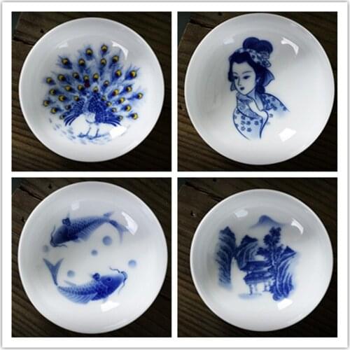 Blue Enamel Porcelain Tea Cup Ceramic Creative Small Bowl Bone China Coffee Tea Water Cup