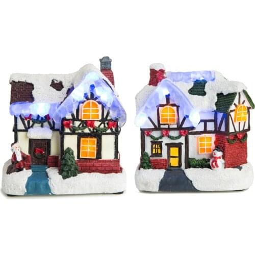 Christmas Collectible Village Buildings With ICE LED Light Up Holiday Collectable Home Decor House Xmas Ornament New Year Gifts