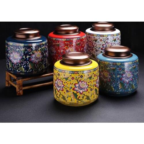 Creative Ceramic Tea Caddy Painted Large-capacity Candy Box Simple Household Coffee Bean Nut Storage Container Home Decoration