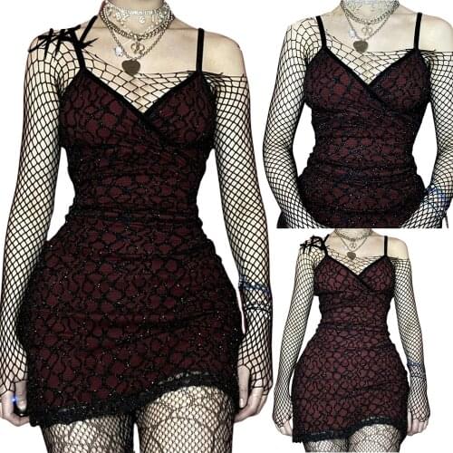 Summer Womens Dress 2021,Fishnet Mesh Adults Backless Sleeveless High-quality Slim-fit Glitter V-neck Spaghetti Strap Dress