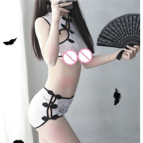 Cute Anime Cosplay Fancy Mini Dress Women Erotic Lingerie Set Pantie Angel and Devil Sexy Temptation Chinese Style Pajama Set