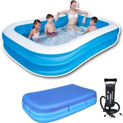 Rectangle Blue Paddling Pool Set (262 cm x 175 cm x 51 cm ) 54006
