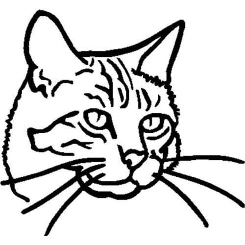 Car Stickers Cat Head Classic Cartoon PVC Car Decoration Accessories Decals Creative Waterproof Sunscreen Black/white,14cm*13cm