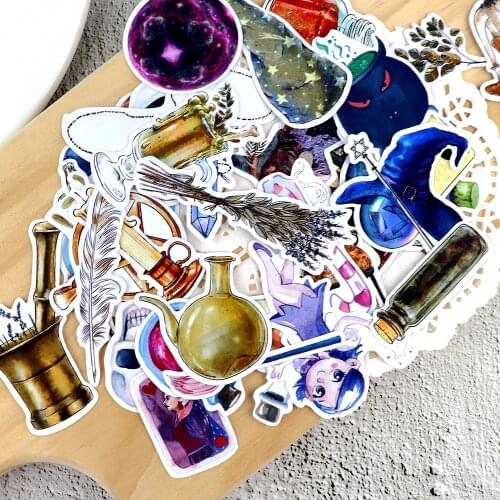 35pcs Hand drawing Magic Bottle planner Stickers Crafts Scrapbooking Decorative thin paper Magician Sticker Stationery papelaria
