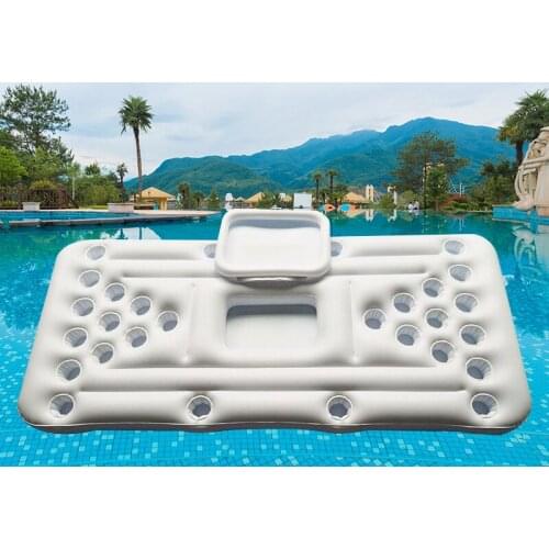 2021 New 28 Cup Holder Inflatable Beer Pong Table Summer Pool Float Water Party Fun Raft Floating Pool Pong Game Air Mattress