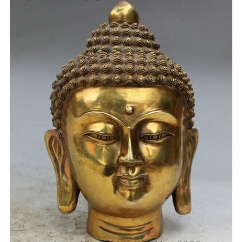 Wholesale factory 8" Folk Chinese Tibet Brass Shakyamuni Sakyamuni Amitabha Fo Head Set Statue
