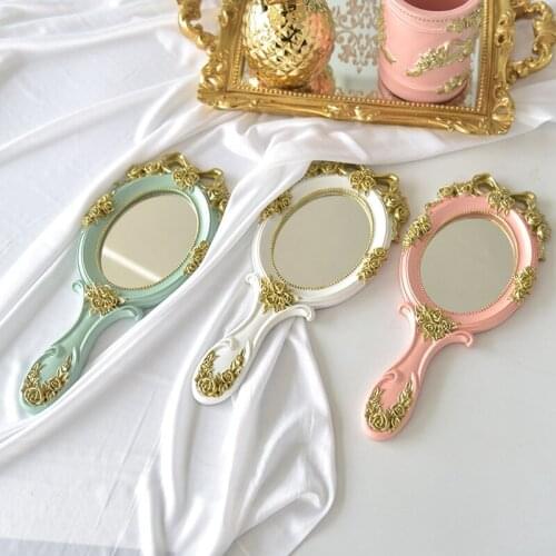Princess Party Cute Creative Vintage Hand Mirrors Makeup Vanity Mirror Handheld Cosmetic Mirror with Handle for Gifts