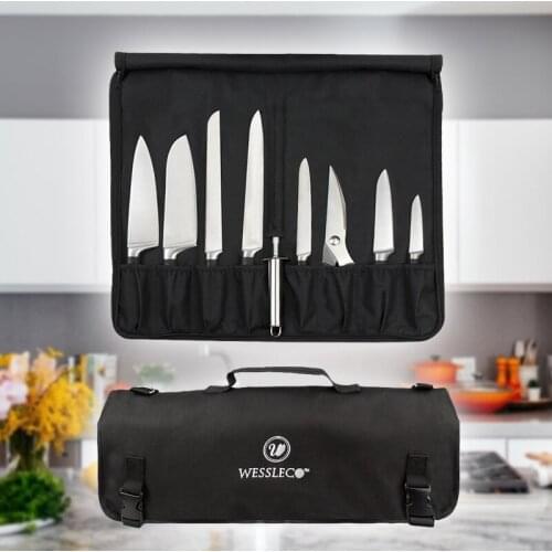 Portable Chef Knife Bag Kitchen Cooking Knife Carrying Case Bag Durable Storage Pocket Canvas Roll Bags Folding Organizer