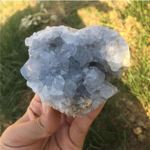 Rare! 1pcs large size 100% natural blue crystal heart geode Reiki healing mineral specimen collection & home decoration