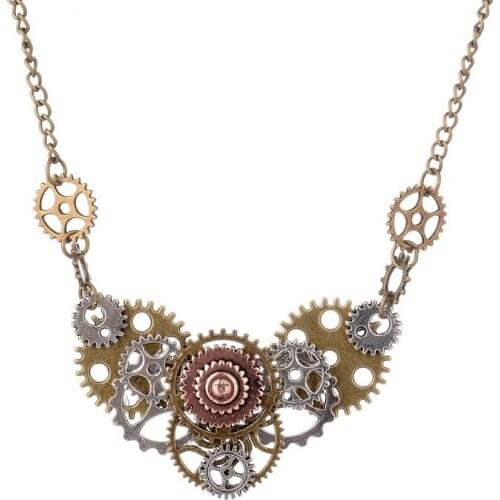 Best Selling Different Gears Hand Connected DIY Steampunk Necklace Vintage Fashion Jewelry