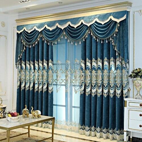 New Style Embroidered Curtains European Style Curtains for Living Room and Bedroom Chenille Blackout Curtains Customized Size