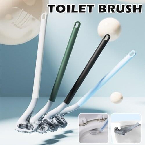 Silicone Toilet Brushes For Bathroom Long Handle Toilet Cleaning Brush Golf Brush Head No Dead Corners Wall-Mounted Toilet Brush