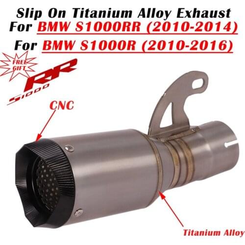Slip On Titanium Alloy Motorcycle Exhaust Modified Middle Link Pipe Escape Muffler For BMW S1000R S1000RR 2010- 2014 -2016 Years