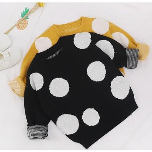 2019 Children Baby Sweaters Cute Polka Dot Sweater Girls Korean Cotton Pullover Sweater Kids Casual Boys Clothing