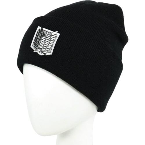 Attack On Titan Anime Hats for Women Men Cosplay Embroidery Knitted Skullies Beanies Hat Warm Hip-Hop Ski Caps