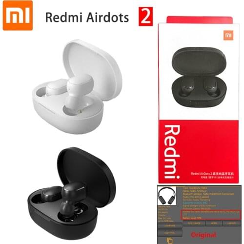 Xiaomi Redmi Airdots 2 Earphone Stereo Noise Reduction Mic Voice Control TWS Earphone Wireless bluetooth 5.0