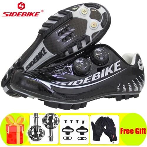 SIDEBIKE Carbon Fiber Mtb Cycling Shoes Men Carbon Sapatilha Ciclismo Breathable Racing Bicycle Sneakers SPD Pedals Ultra-light