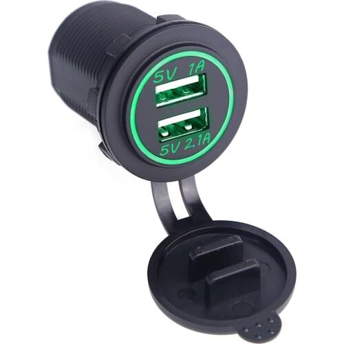 Waterproof Dual Usb Port Car Charger Adapter Dust-Proof 5V 2.1A/1A Universal Car Charger Socket for Citroen Honda Toyota