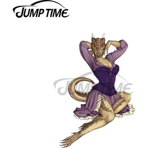 Jump Time 13 x 9.8cm For Lusty Argonian Maid Pinup Car Stickers Cartoon Creative Silhouette Decal Bumper Surfboard Decoration