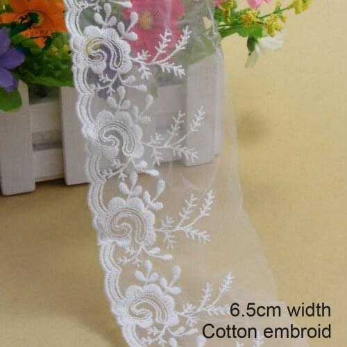 10yards 6.5cm wide polyester embroidery lace sewing ribbon guipure trim wedding decoration DIY colthes Accessories lace#4020