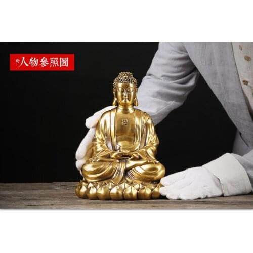 25cm tall - Buddhist Bless health and safety TOP efficacious Talisman Mascot gold RU LAI Buddha brass carving Sculpture statue