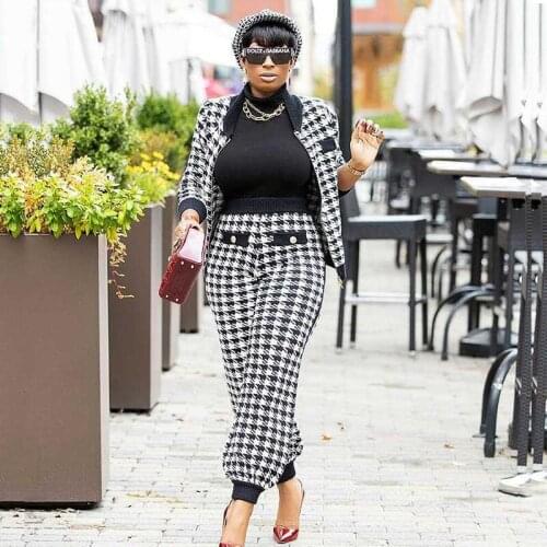 Two Piece Set Women Office Pants Women Suit Casual Elegant Outfits Long Sleeve Plaid Blazer Set Bulk Items Wholesale Lots