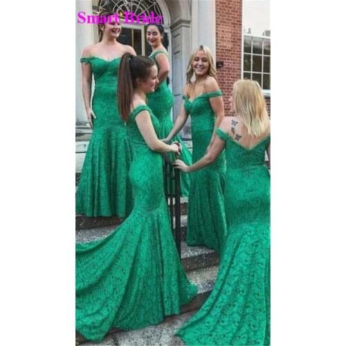 Mermaid Lace Bridesmaid Dresses Long for Women 2020 Off Shoulder Bridesmaids Gowns Prom Evening Formal Gown VS49