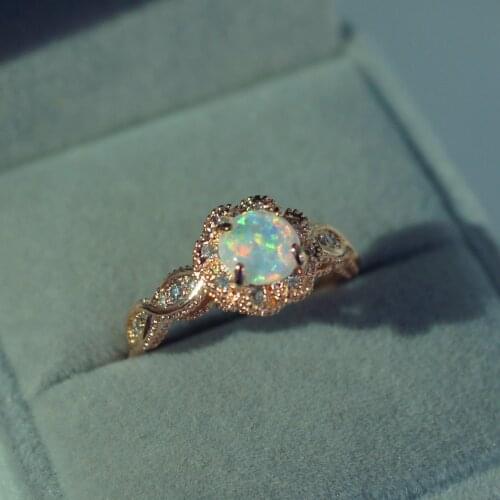 18K Yellow Gold Opal Rings for Women Opal Wedding Bands Ring for Women Classic Bowknot Gold Anniversary Rings for Luxury Jewelry