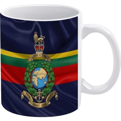 Royal Marines-RM Badge over Royal Marine Flag White Mug White Ceramic Tea Cup Birthday Gift Milk Cups and Mugs Military Insignia
