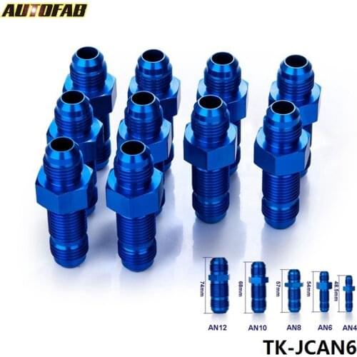 10pcs/lot 6AN AN-6 9/16 MALE THREAD STRAIGHT FLARE BULKHEAD FLARE BLUE ALUMINUM FINISH FITTING AF-JCAN6