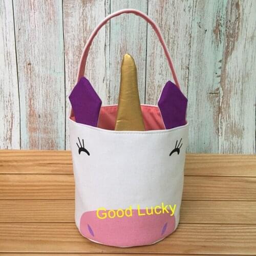 100pcs/lot Wholesale Newest Popular easter tote bags High Quality Cheap easter tail Buckets Fashion Unicorn Easter Basket