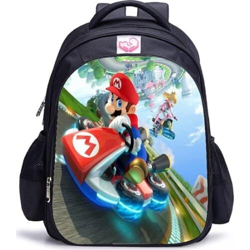 16 inch Mario Backpack 3D Printing Children School Bags Cartoon Backpacks For Boys Girls Mario Bros Mochilas Students Gifts