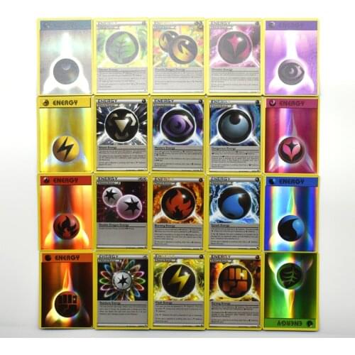 20PCS Pokemon Cards Energy Anime TCG Pokemon Kaarten Children Charizard Pikachu Non Repeat Shining Board Game Battle Carte Toys